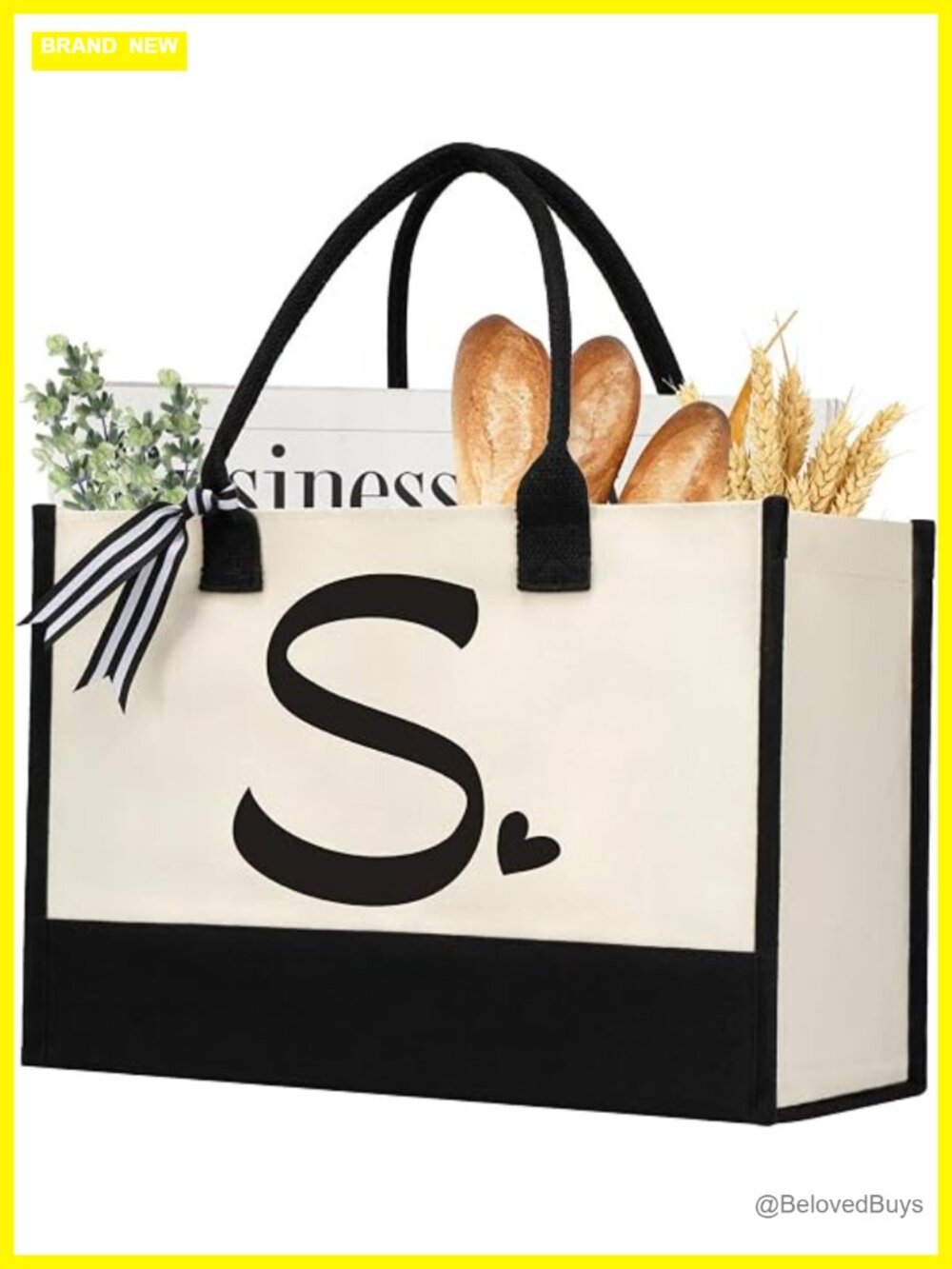 Initial Canvas Tote Bag - Personalized Beach Jute Bag for Women